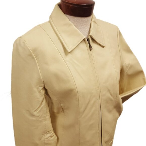 Women’s Cute Basic Nappa Leather Short Jacket 4 Color Available - Picture 4 of 12